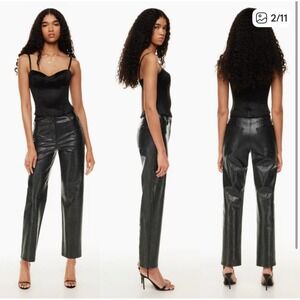 Aritzia Wilfred Melina Faux Leather 0 XS Snakeskin Pants High Rise Straight Leg
